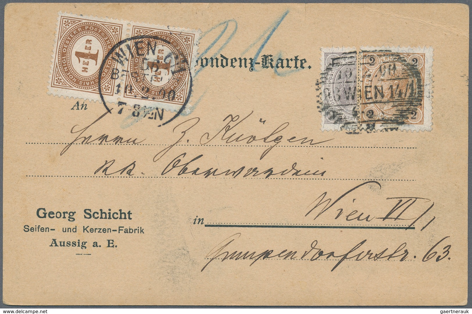 Österreich - Portomarken: 1900, 1 H Halbierung (nicht Anerkannt) Und 2 H Franz Joseph Auf "Gruss Aus - Strafport
