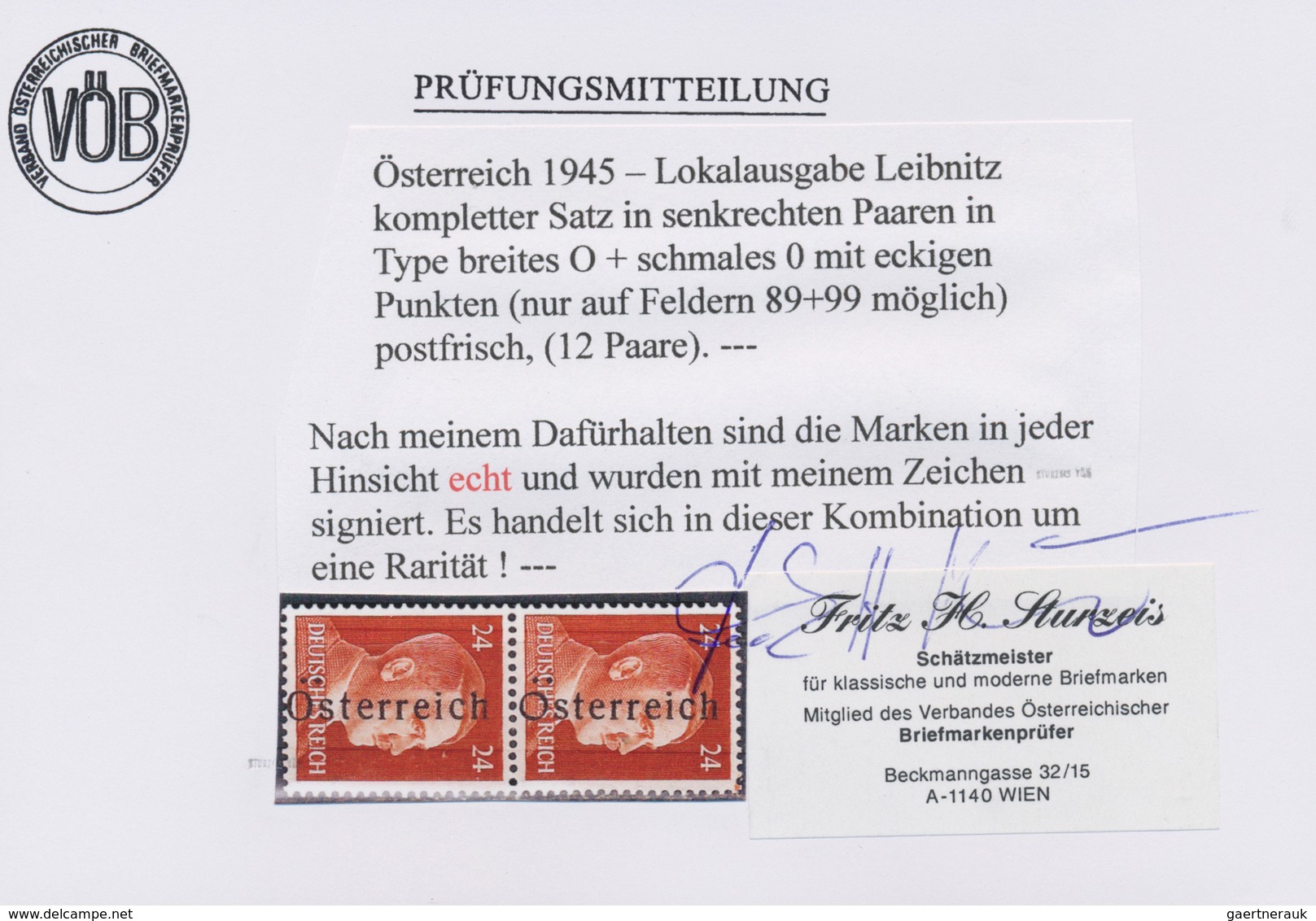 Österreich - Lokalausgaben 1945 - Leibnitz: 1945, 1 Pfg. Bis 24 Pfg., 12 Werte "Normalsatz" Je In Ty - Andere & Zonder Classificatie
