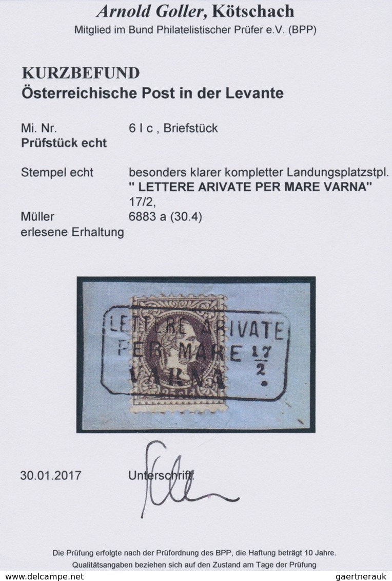 Österreichische Post In Der Levante: 1867, 25 So Braunviolett Auf Briefstück Mit Glasklarem Stempel - Oriente Austriaco