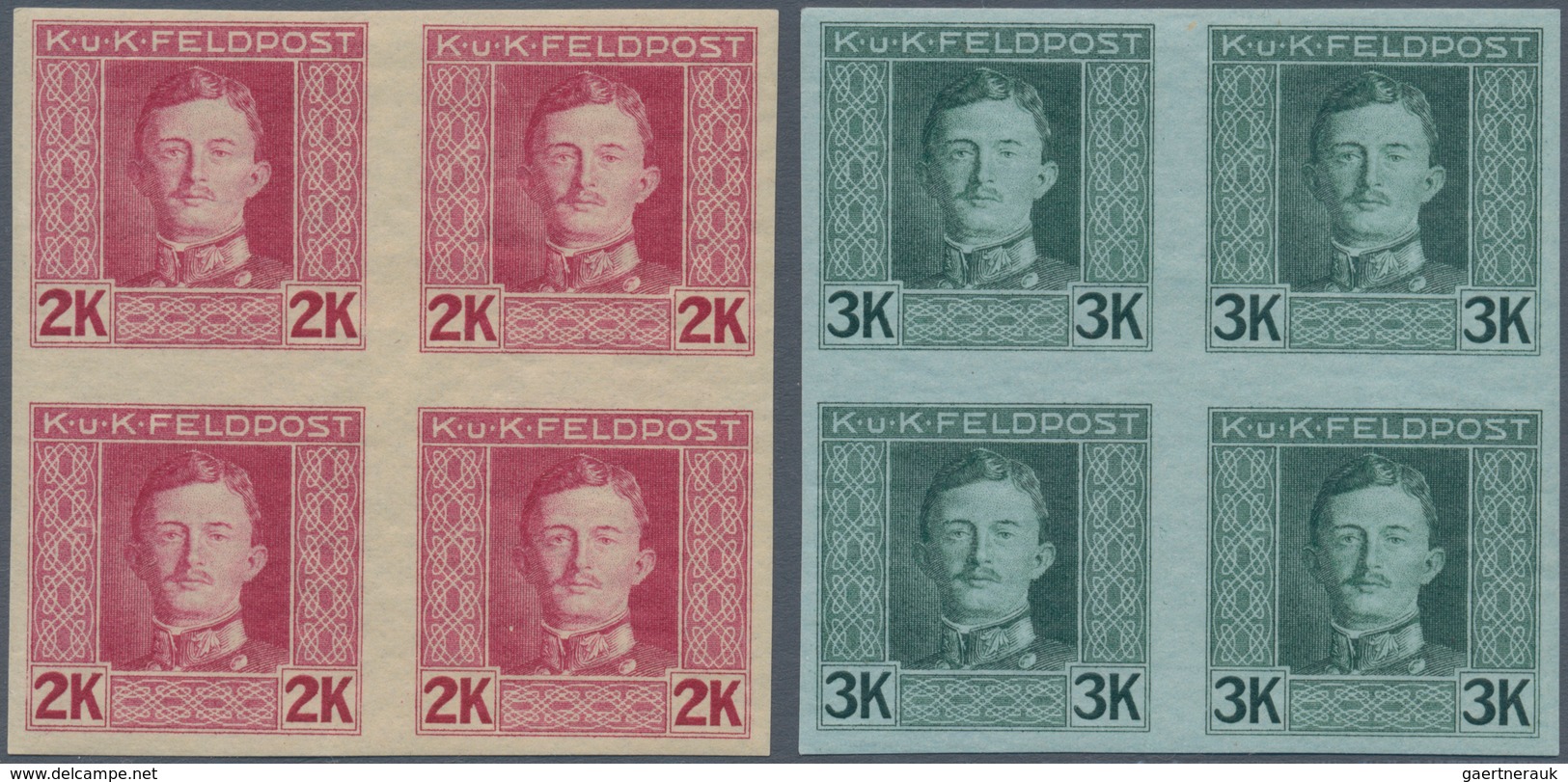 Österreichisch-Ungarische Feldpost - Allgemeine Ausgabe: 1917, 2 Kr. Bis 10 Kr. "Karl I" In UNGEZÄHN - Other & Unclassified