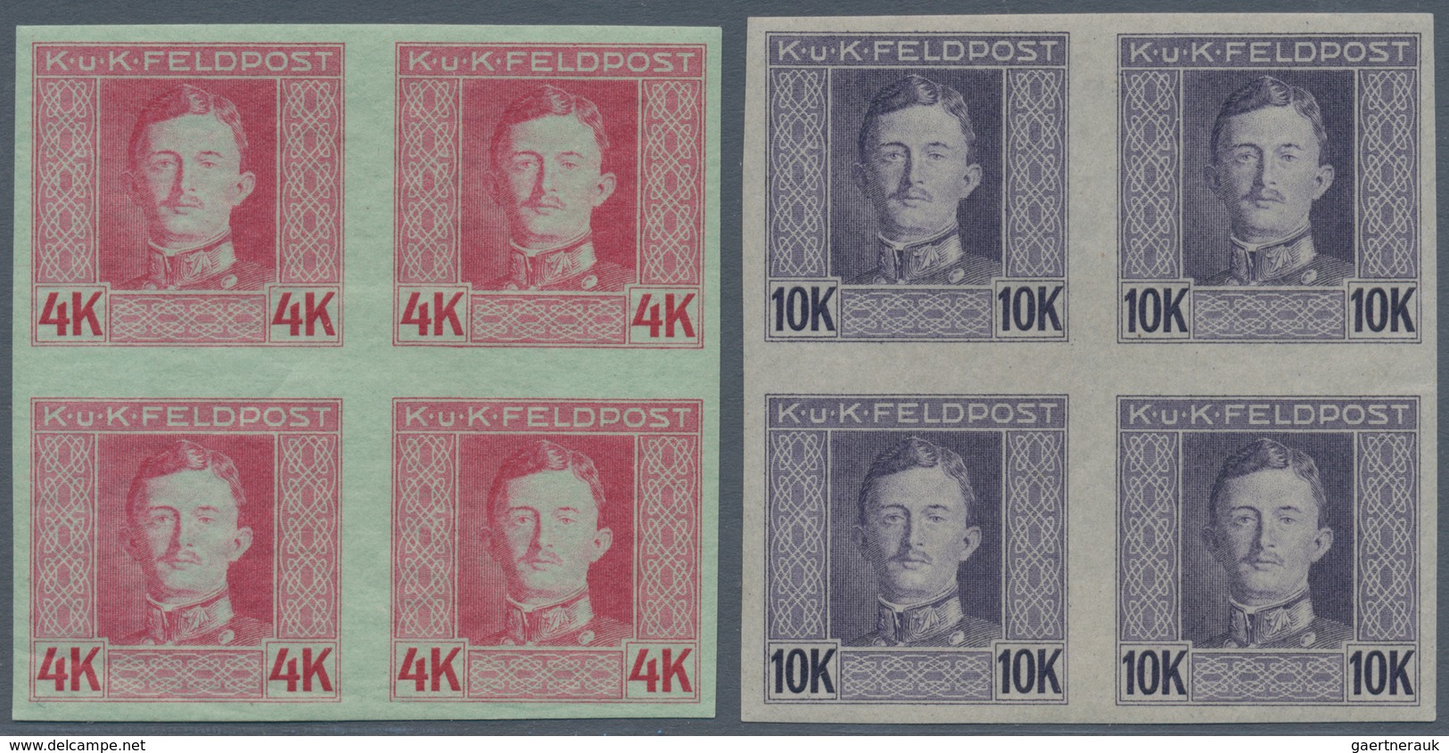 Österreichisch-Ungarische Feldpost - Allgemeine Ausgabe: 1917, 2 Kr. Bis 10 Kr. "Karl I" In UNGEZÄHN - Other & Unclassified