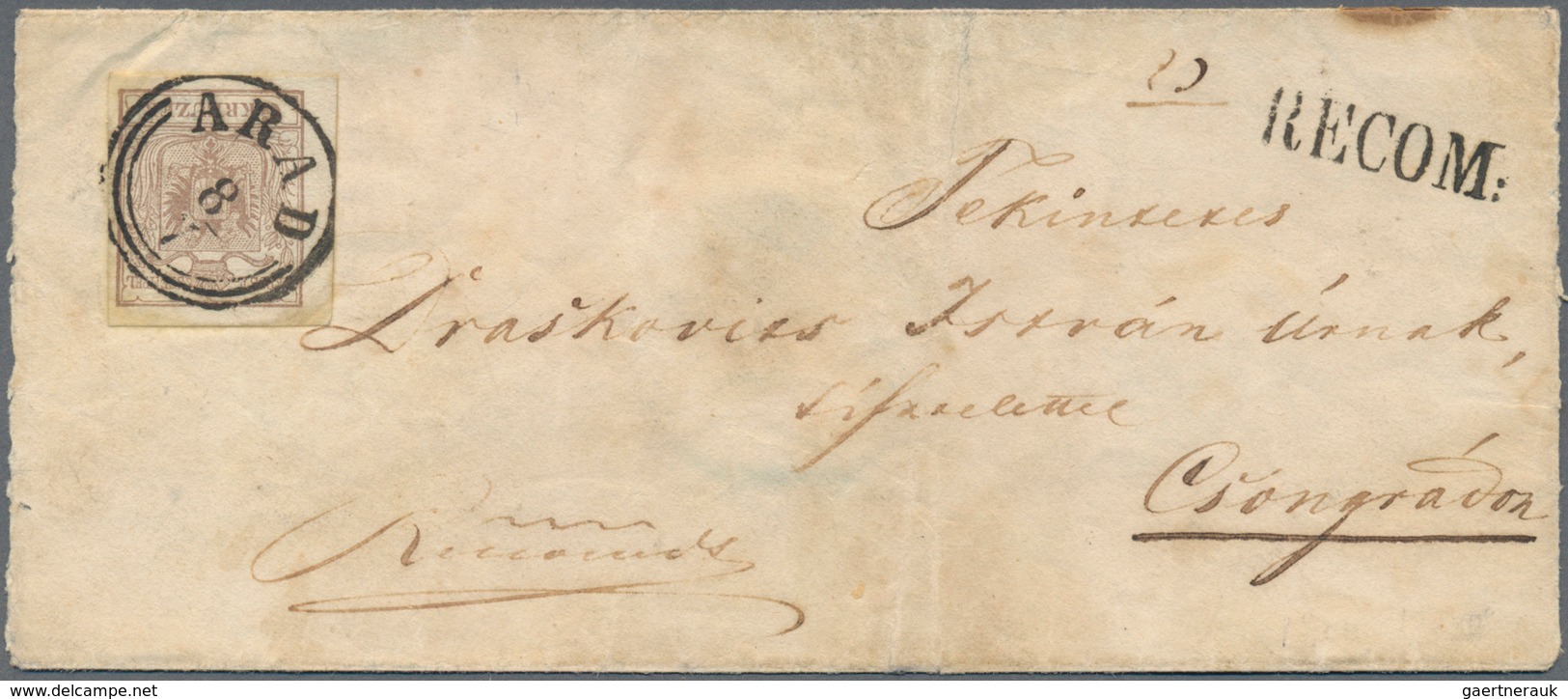 Österreich - Verwendung In Ungarn: 1850, 6 Kr. Hellbraun, Zwei Einzelwerte Je Mit EKr. "ARAD 8.7." V - Other & Unclassified