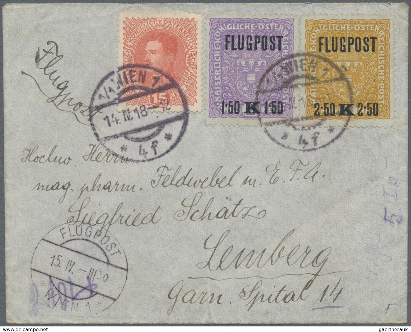 Österreich - Flugpost: 1918, 1,50 K A. 2 K Violett Und 2,50 K A. 3 K Olivgelb In Seltener Zähnung L - Andere & Zonder Classificatie