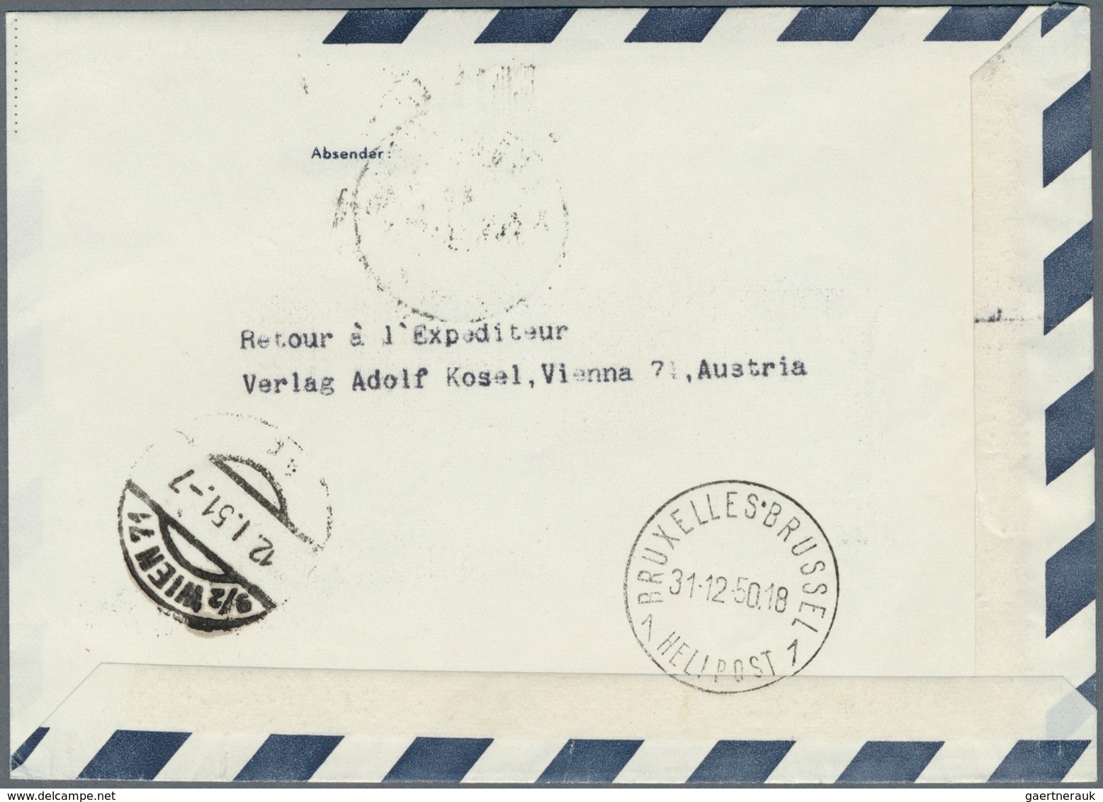 Österreich - Flugpost: 1950, SILVESTER-SONDER-FLUGPOST SALZBURG, 31.12.1950, komplette Serie mit 9 P