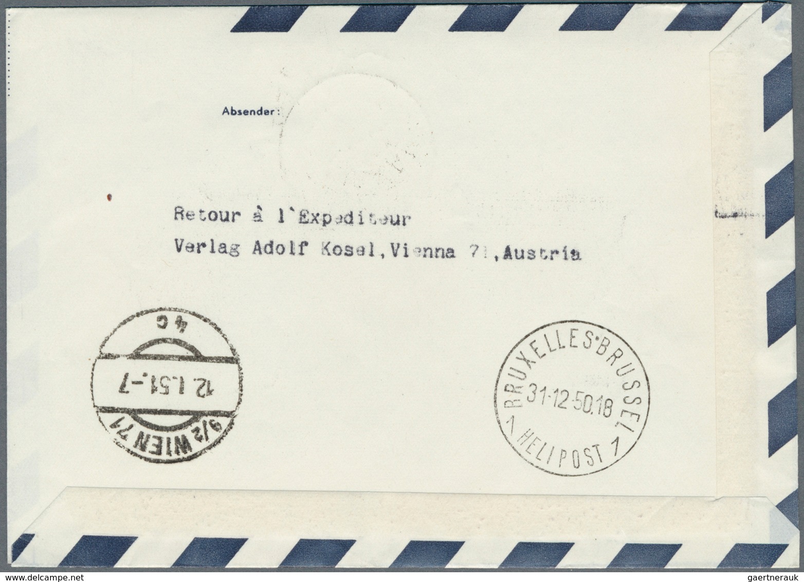 Österreich - Flugpost: 1950, SILVESTER-SONDER-FLUGPOST SALZBURG, 31.12.1950, komplette Serie mit 9 P