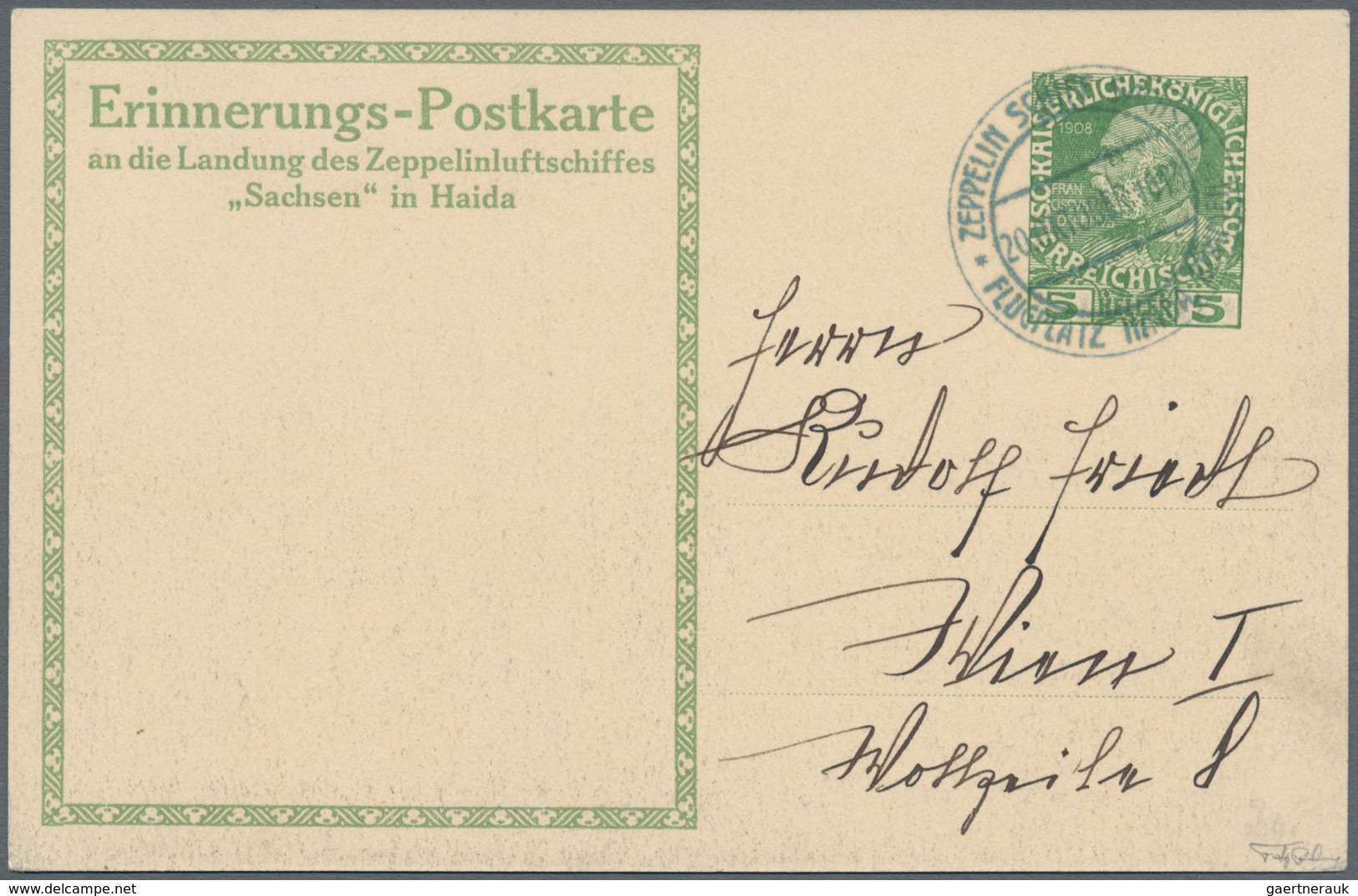 Österreich - Zeppelinpost: 1913, LZ 17 SACHSEN, 4 Verschiedene 5 H Franz-Josef Privat-Ganzsachenkart - Andere & Zonder Classificatie