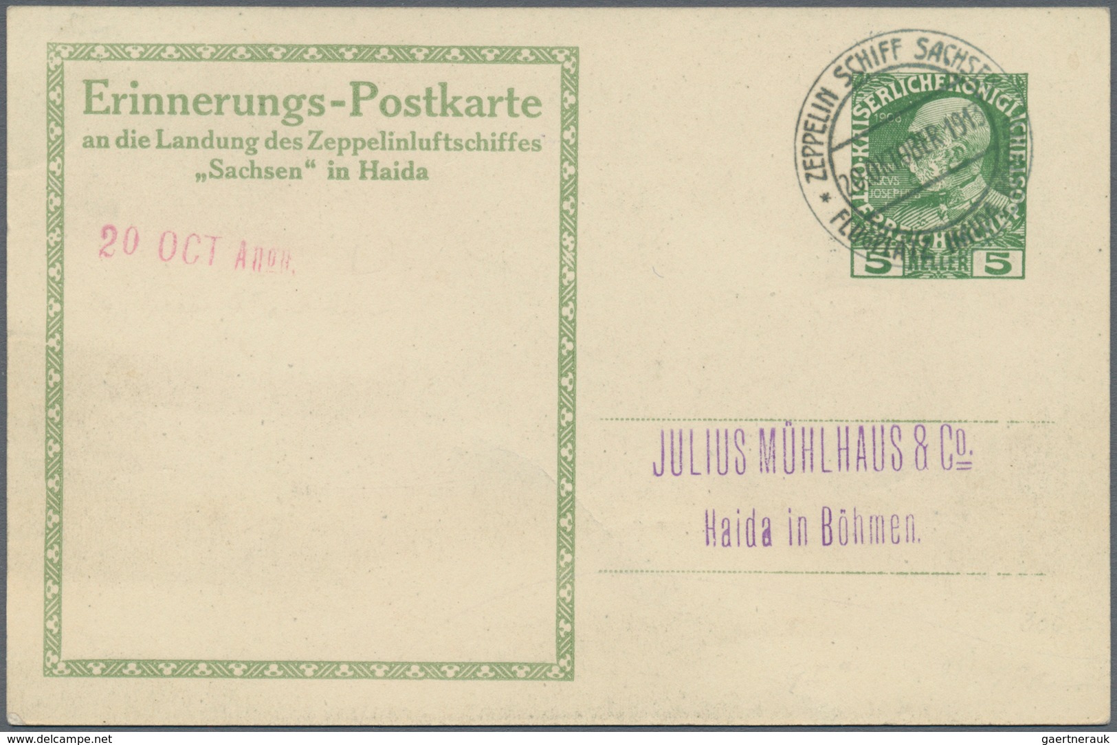 Österreich - Zeppelinpost: 1913, LZ 17 SACHSEN, 4 Verschiedene 5 H Franz-Josef Privat-Ganzsachenkart - Altri & Non Classificati