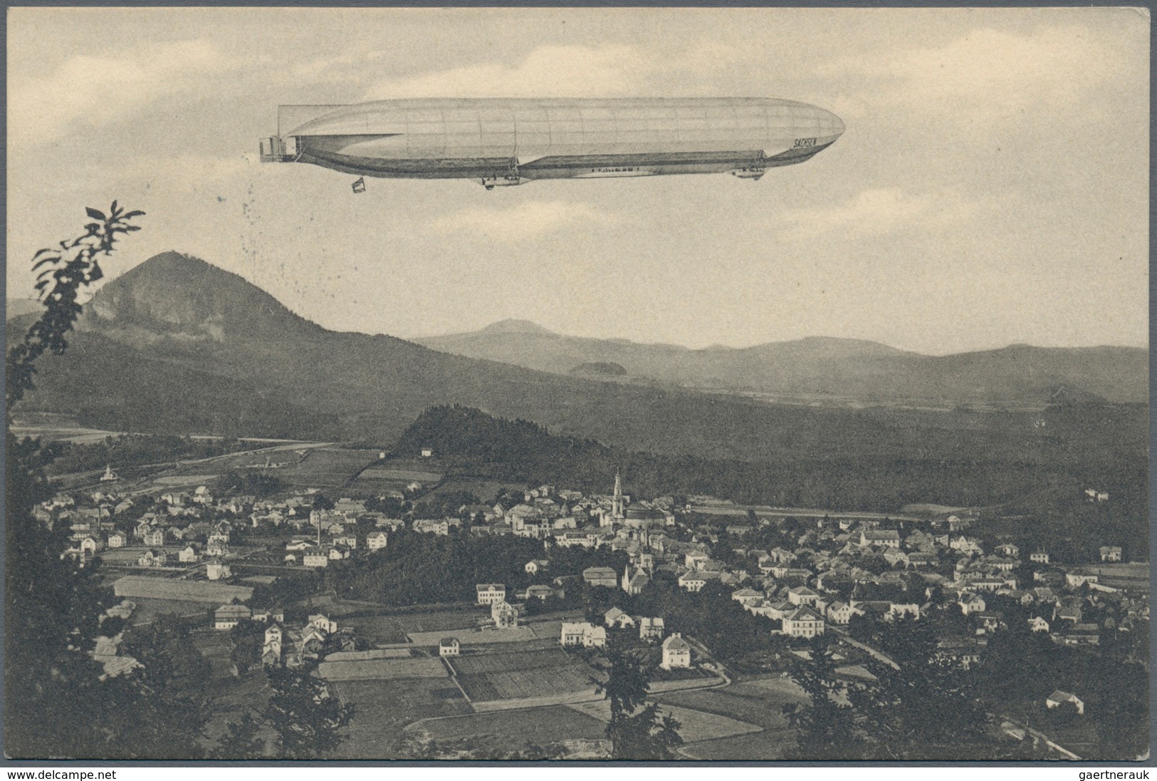 Österreich - Zeppelinpost: 1913, LZ 17 SACHSEN, 5 H Franz-Josef Privat-GSK "Zeppelin über Haida, Lin - Altri & Non Classificati