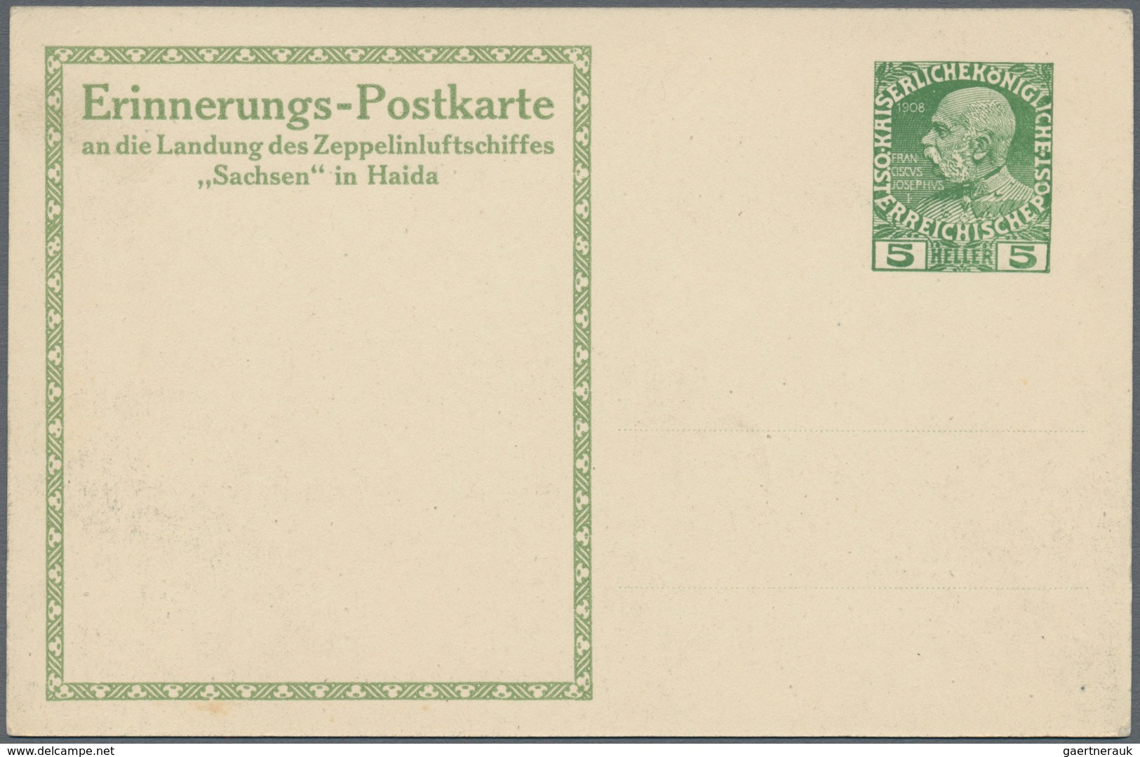 Österreich - Zeppelinpost: 1913, LZ 17 SACHSEN, 6 Verschiedene 5 H Franz-Josef Privat-GSK "Landungsp - Andere & Zonder Classificatie