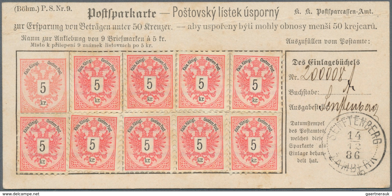Österreich - Ganzsachen: 1883, 5 Kr Doppeladler Postsparkarte, Zweisprachiger Vordruck "deutsch-böhm - Other & Unclassified