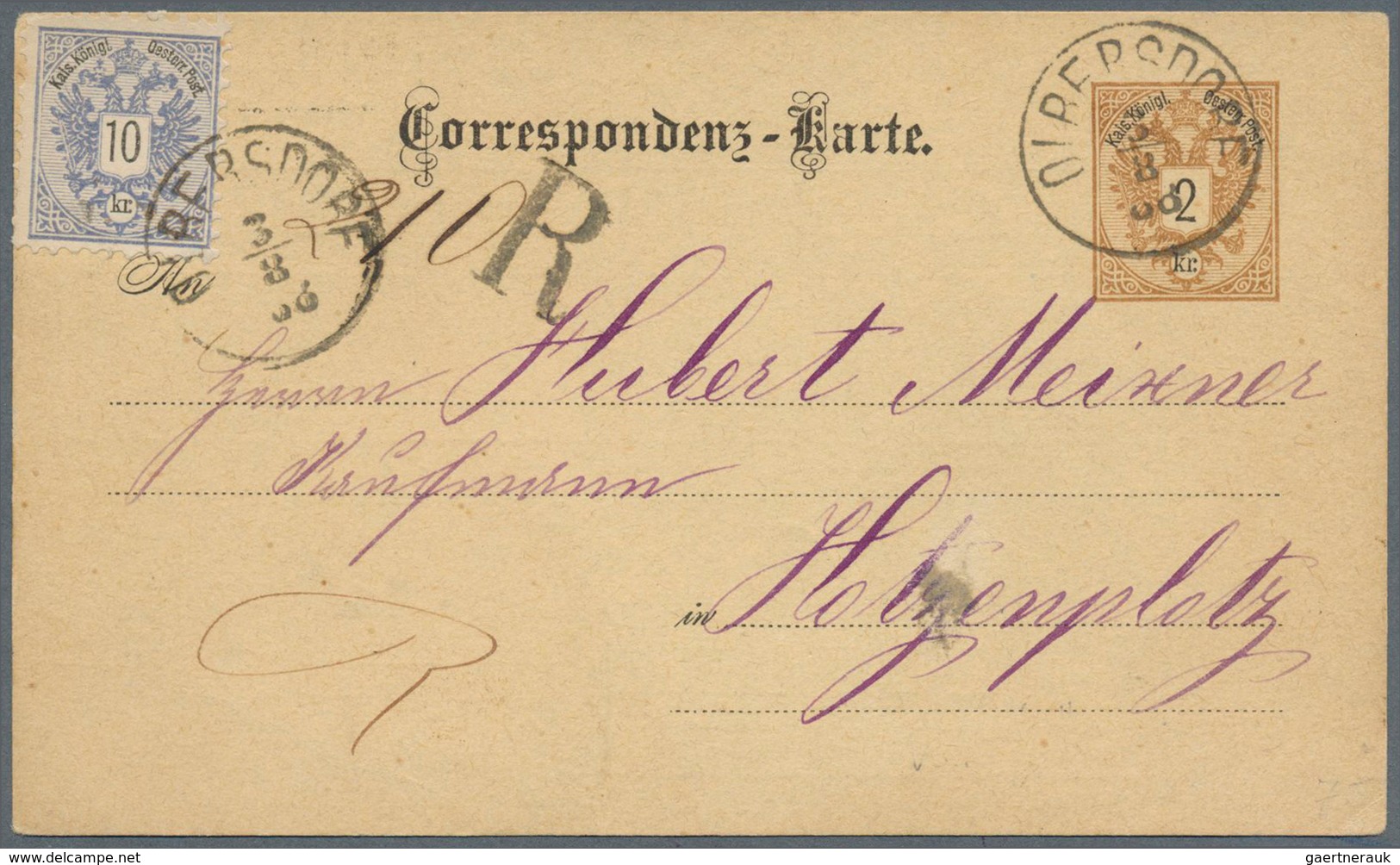 Österreich - Ganzsachen: 1888, 2 Kr Doppeladler Ganzsachenkarte, Rs. Mit Zudruck Der Mähr.Schles.Cen - Other & Unclassified