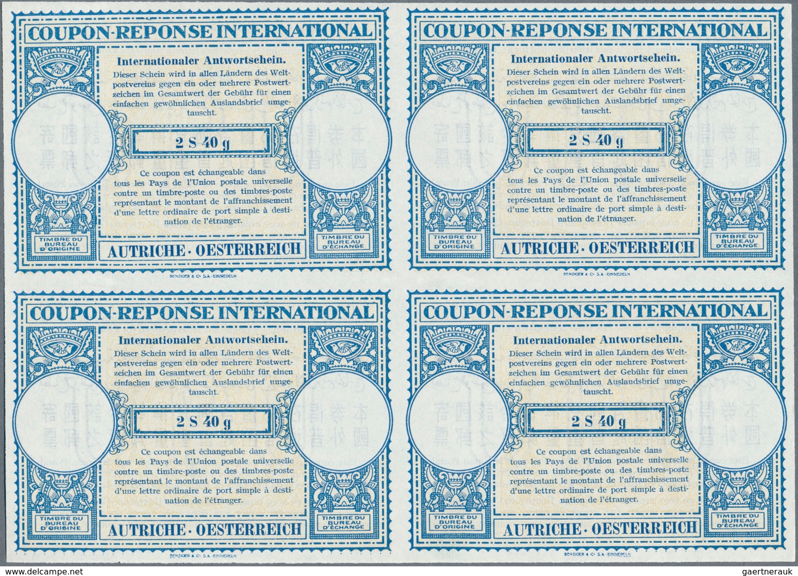 Österreich - Ganzsachen: 1950, März. Internationaler Antwortschein "2S 40g" (London-Muster) In Einem - Autres & Non Classés