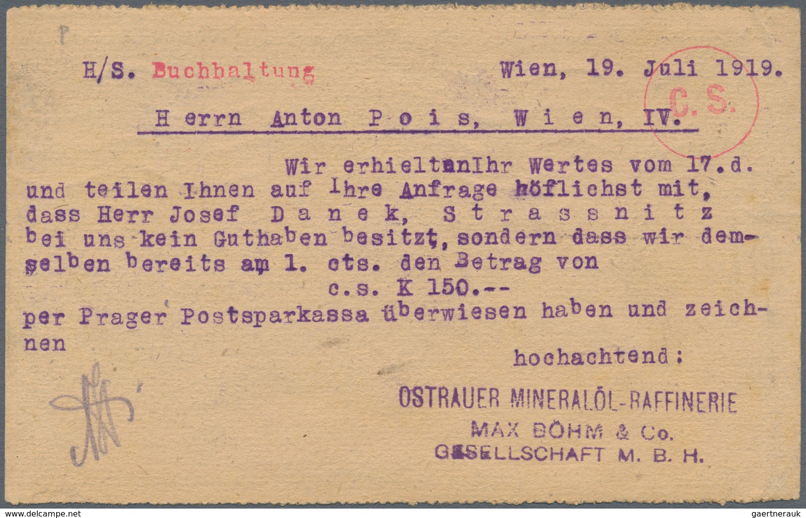 Österreich - Privatganzsachen: 1919, 2 H Lila Eilmarke Als Privater Senkrechter Wertstempelzudruck A - Andere & Zonder Classificatie