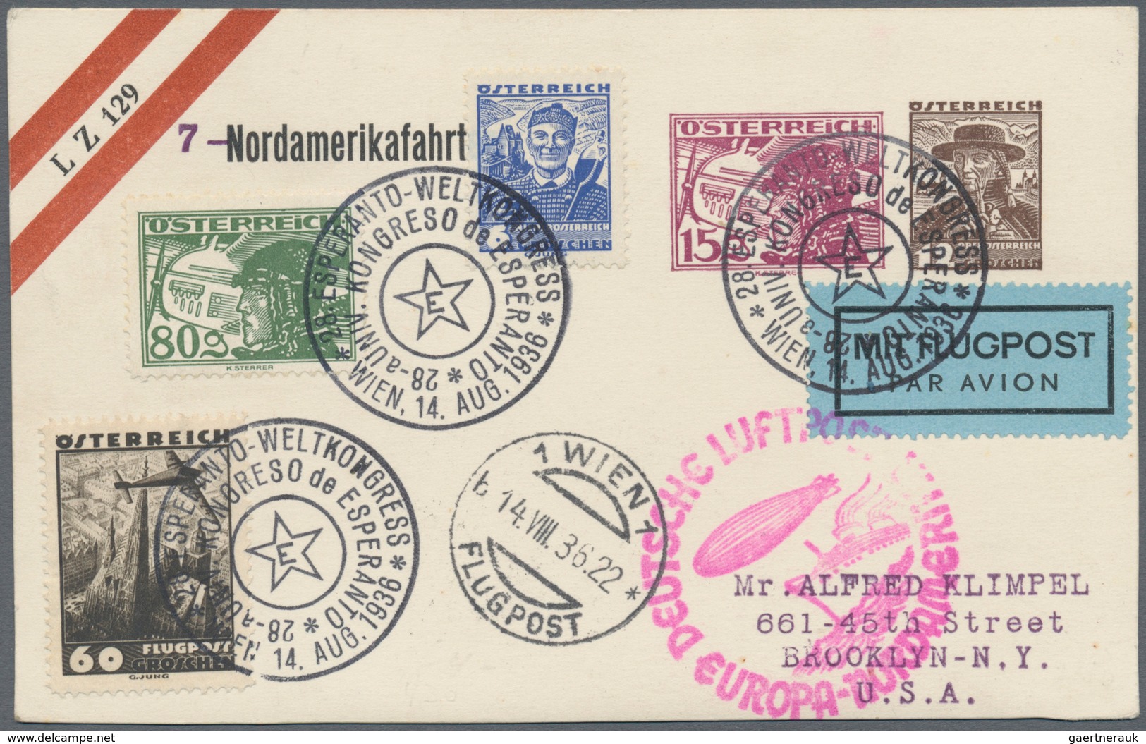 Österreich - Privatganzsachen: 1936, Nordamerikafahrten Zeppelin LZ 129, Privatganzsachenkarte 15 G - Other & Unclassified