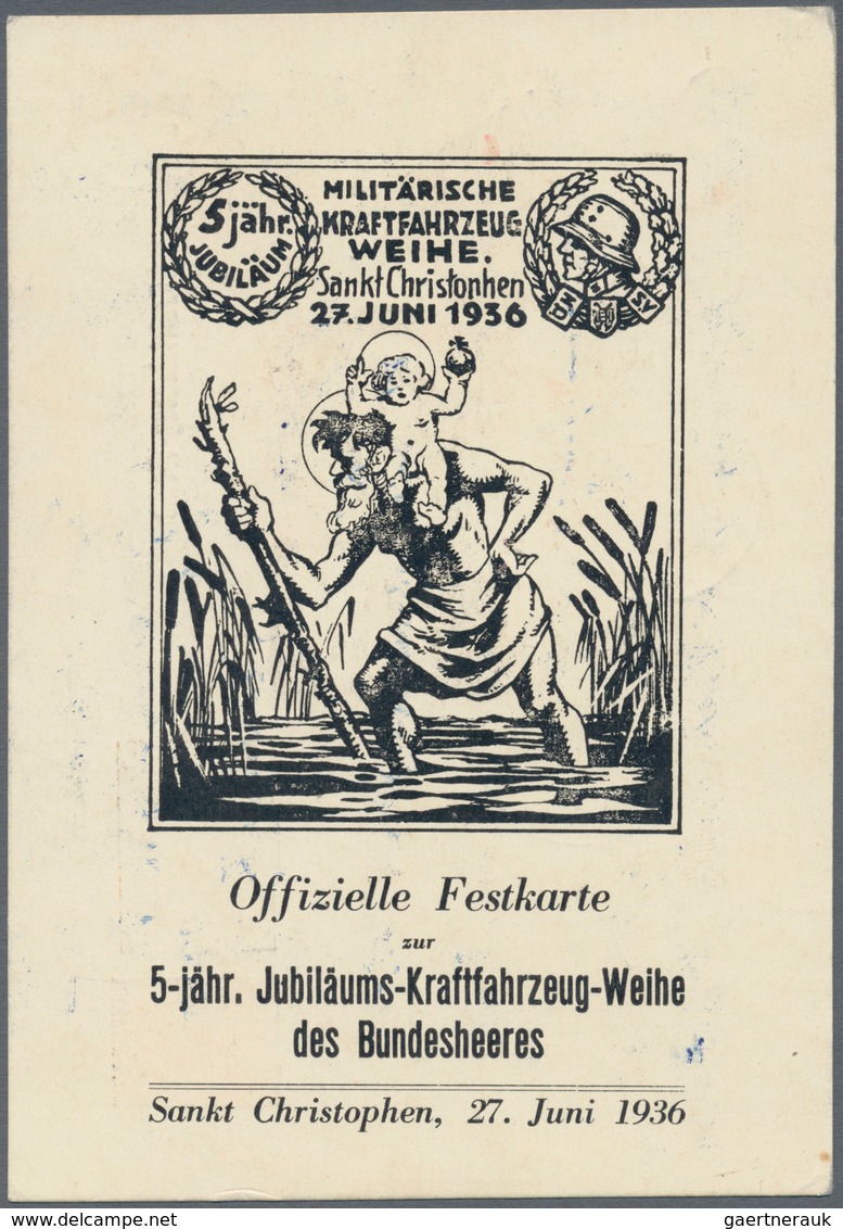 Österreich - Privatganzsachen: 1937, Militärische Kraftfahrzeugweihe, Privatganzsachenkarte 10 G Fli - Altri & Non Classificati