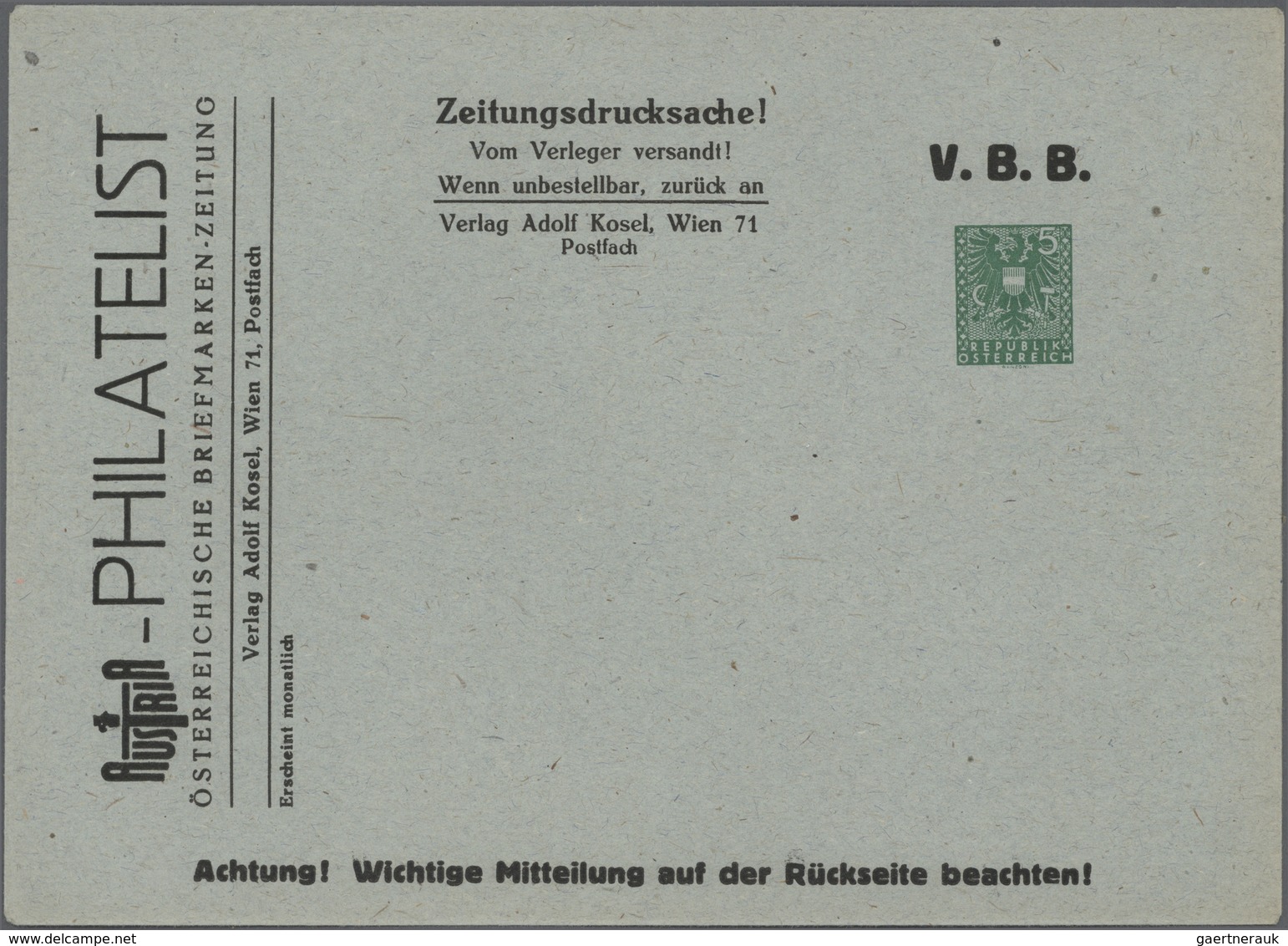 Österreich - Privatganzsachen: 1945, 5 (Pfg) Grün Wappen, Privater Wertstempeleindruck Auf Ungebrauc - Andere & Zonder Classificatie
