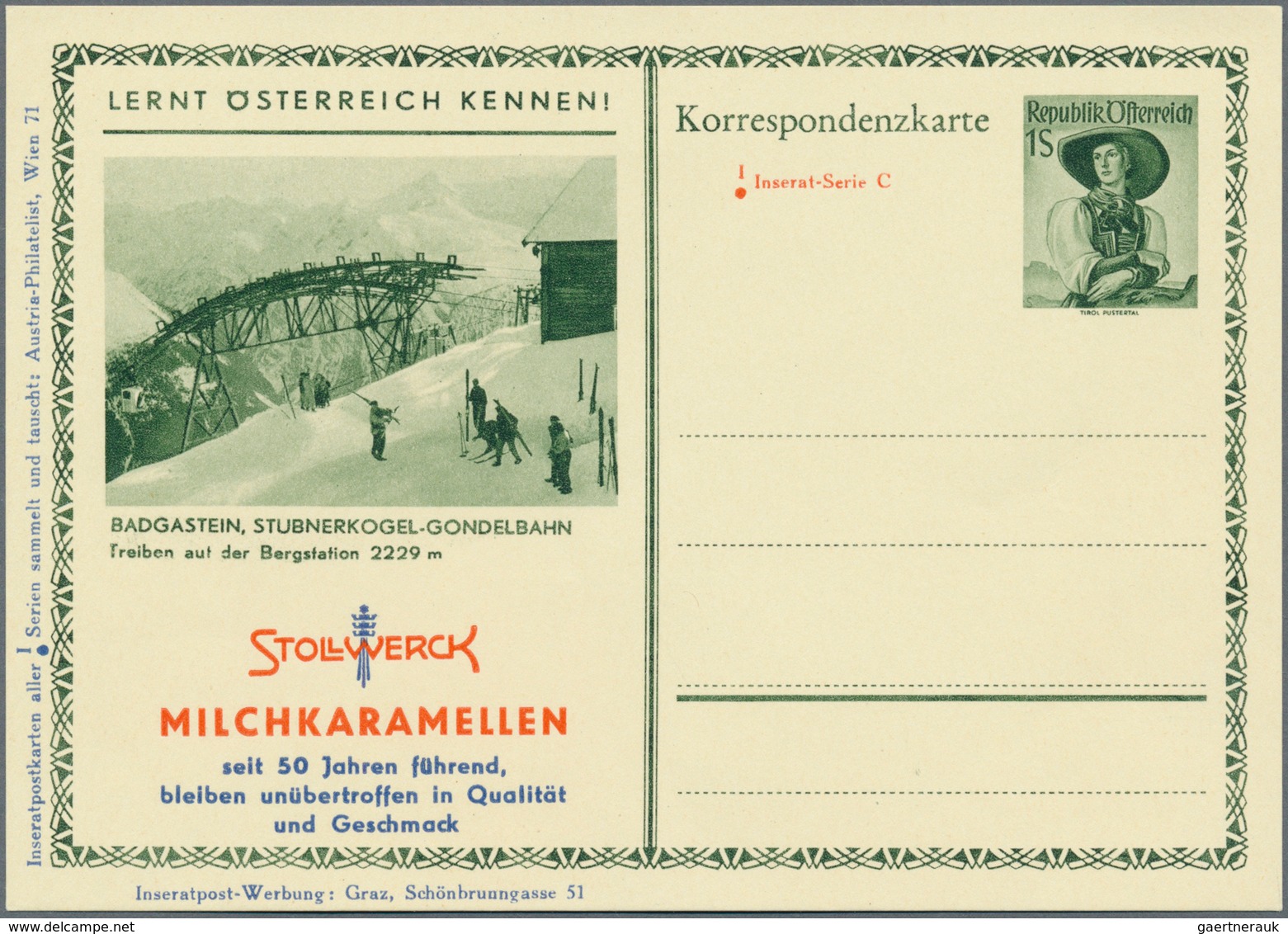 Österreich - Privatganzsachen: 1951, 1 S Grün Trachten, 6 Verschiedene Bildpostkarten (P 345) Der IN - Andere & Zonder Classificatie