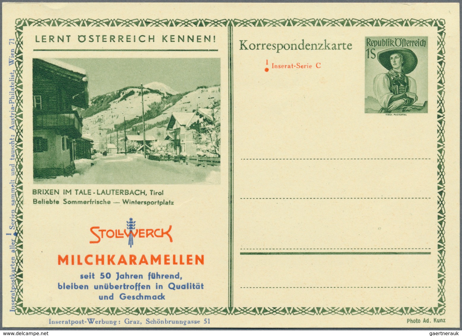 Österreich - Privatganzsachen: 1951, 1 S Grün Trachten, 6 Verschiedene Bildpostkarten (P 345) Der IN - Other & Unclassified