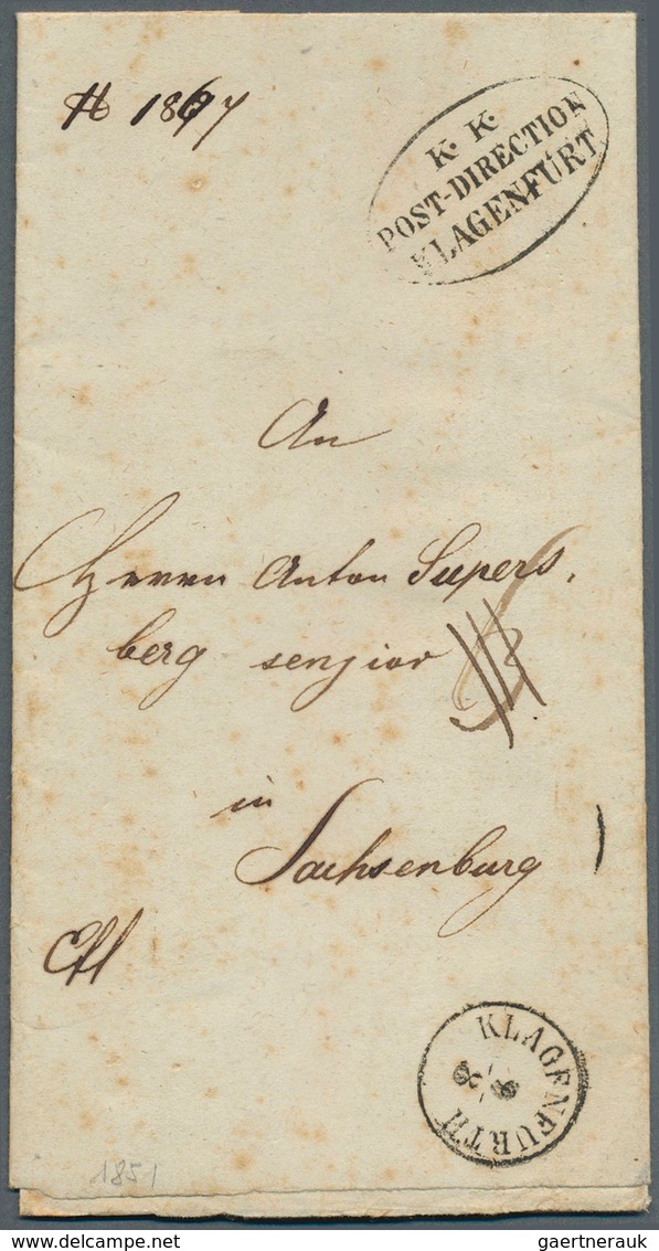 Österreich - Besonderheiten: 1851, "K. K. POST-DIRECTION KLAGENFURT" Ovalstempel Auf Kpl. Faltbrief - Other & Unclassified