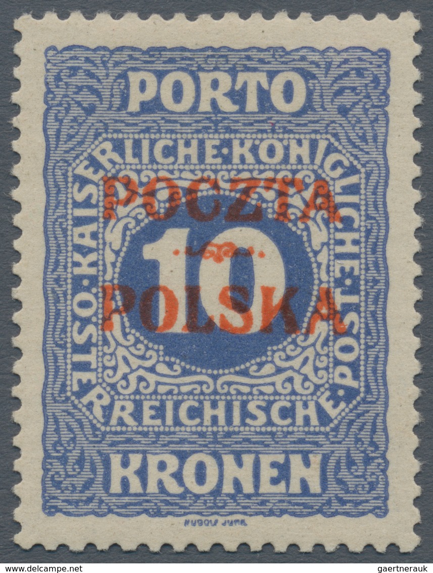 Polen - Portomarken: "1919, Krakow Issue "Poczta / Ornament/Polska" Lithographed Red Overprint On Au - Segnatasse