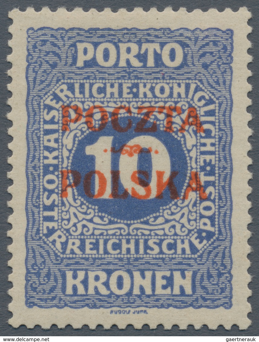 Polen - Portomarken: "1919, Krakow Issue "Poczta / Ornament/Polska" Lithographed Red Overprint On Au - Postage Due