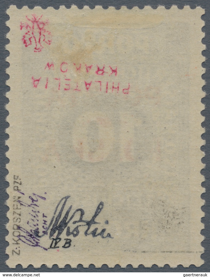 Polen - Portomarken: "1919, Krakow Issue "Poczta / Ornament/Polska" Lithographed Red Overprint On Au - Segnatasse