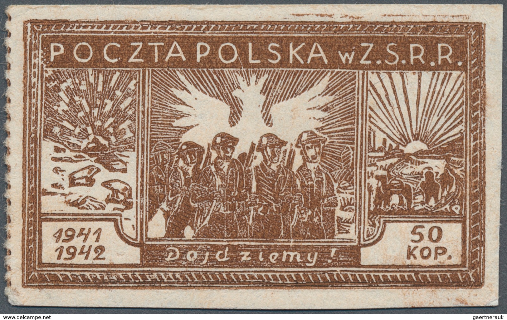 Polen - Polnische Armee In Der Sowjetunion: 1942, 50kop. Brown, Unmounted Mint, Signed Bojanowicz Et - Altri & Non Classificati