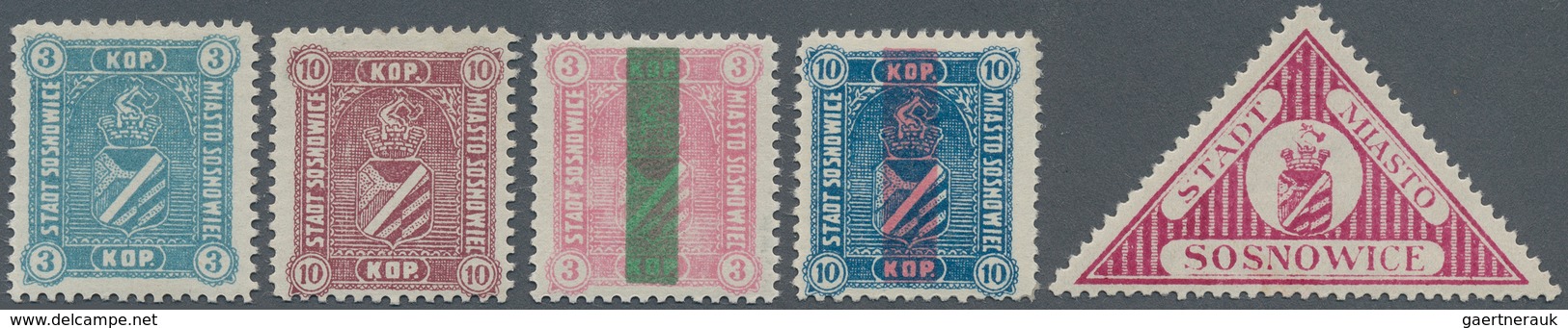 Polen - Bestellpostanstalten: SOSNOWICE 1916, Five Issued Stamps Complete, Mint O.g. With Hinge Remn - Altri & Non Classificati