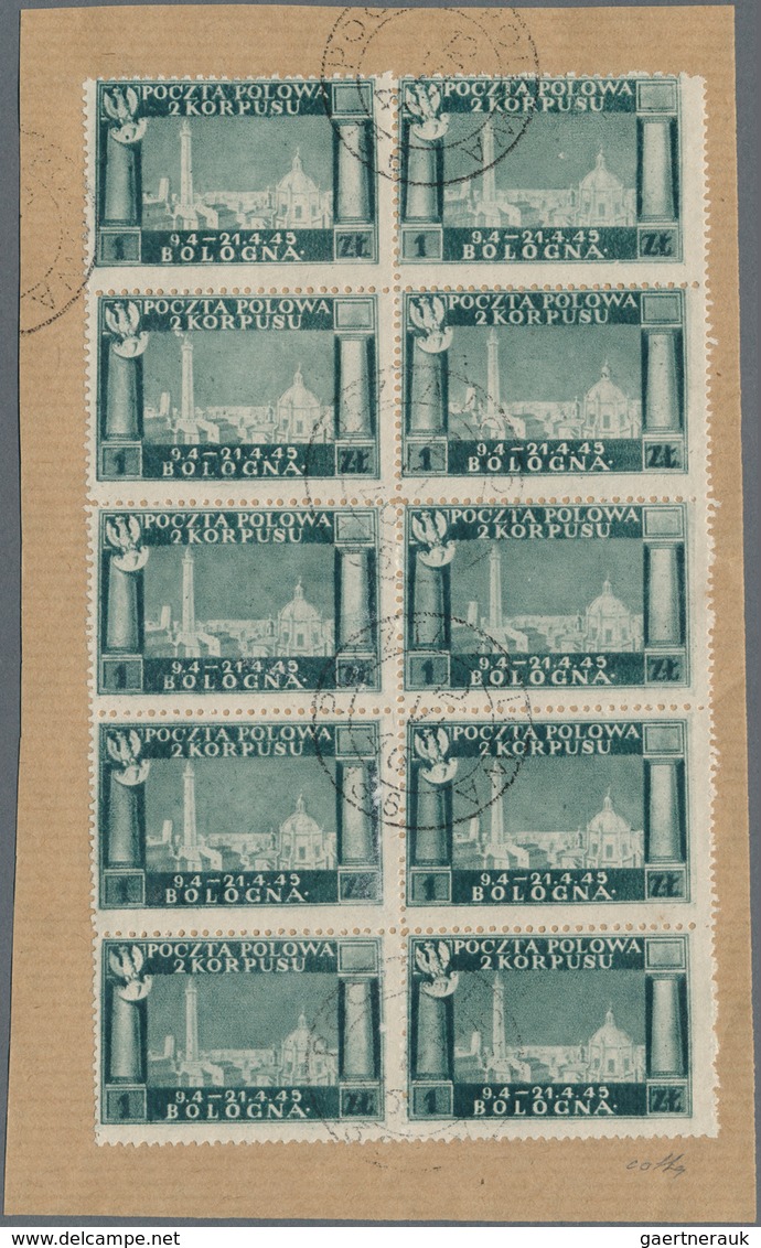 Polen - Besonderheiten: 1946, Polish Corps in Italy, 3rd Victory issue, complete set in blocks of te