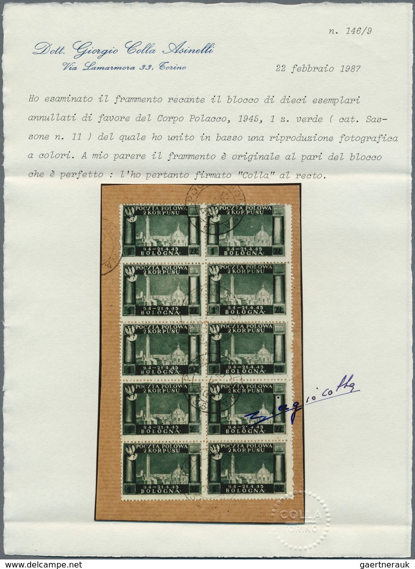 Polen - Besonderheiten: 1946, Polish Corps in Italy, 3rd Victory issue, complete set in blocks of te