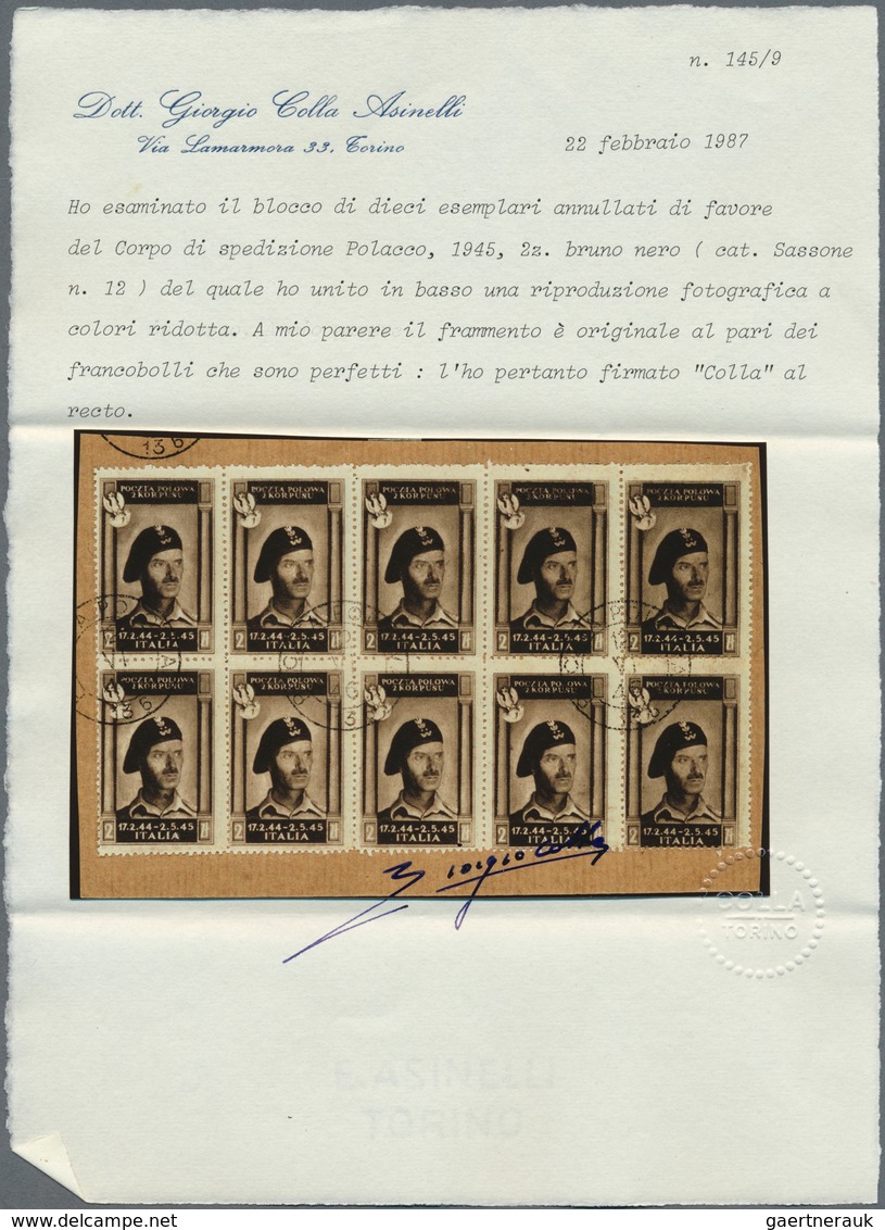 Polen - Besonderheiten: 1946, Polish Corps in Italy, 3rd Victory issue, complete set in blocks of te