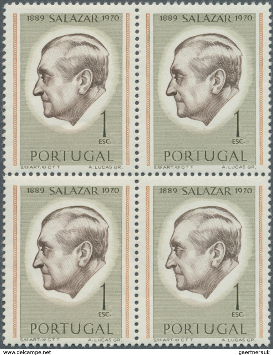 Portugal: 1971, Antonio De Oliveira Salazar 1esc. Perf. 12 Block Of Four, Mint Never Hinged, Scarce - Unused Stamps