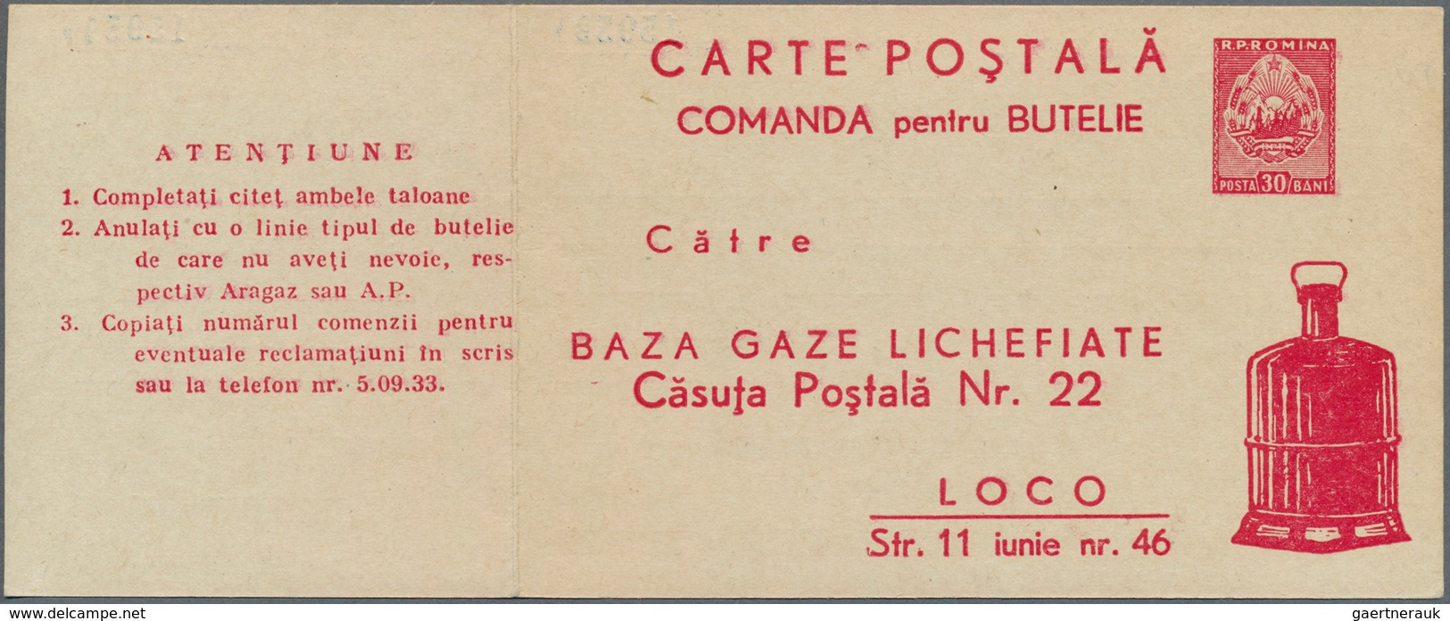 Rumänien - Ganzsachen: 1958, 30 Bani Carmine, Official Illustrated Psc With Attached Receipt Part An - Postwaardestukken