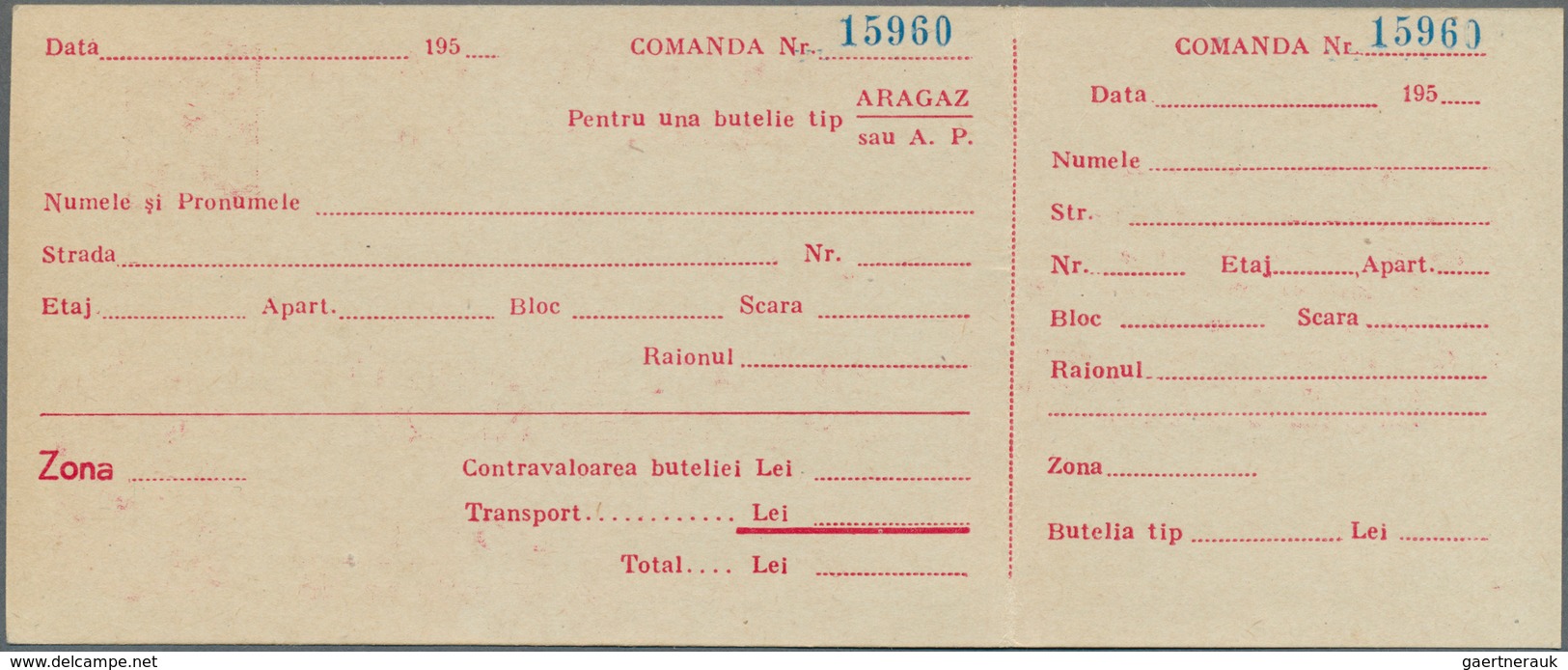 Rumänien - Ganzsachen: 1958, 30 Bani Carmine, Official Illustrated Psc With Attached Receipt Part An - Postwaardestukken