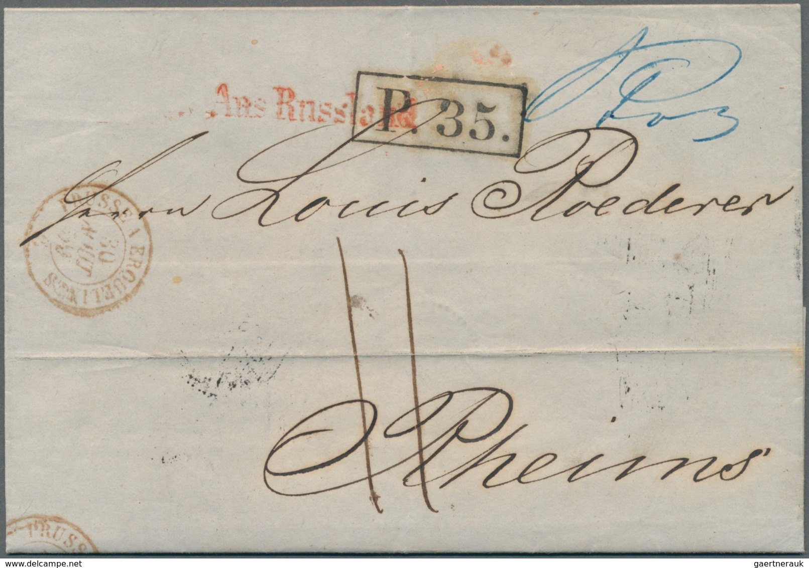 Russland: 1859/1866, Six Letter Sent From RIGA To The Champain Dealer "Roederer" In Reims With Pruss - Usati