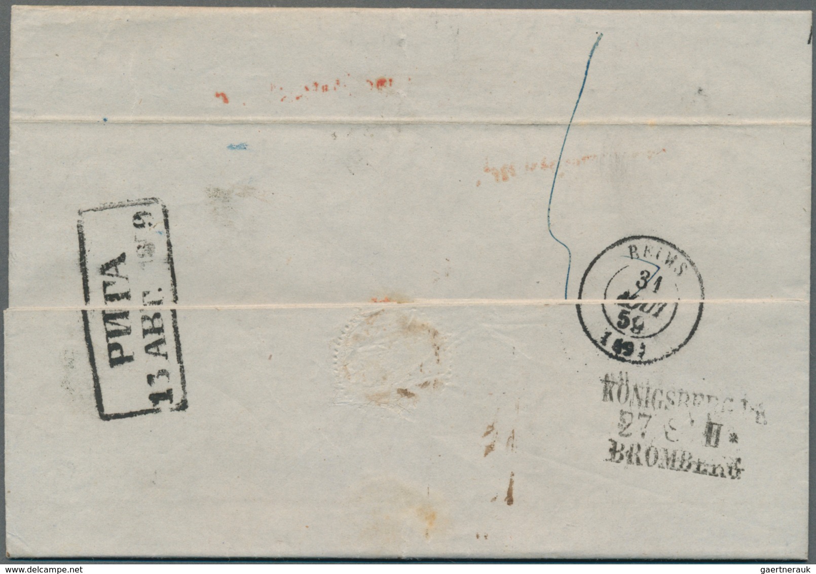 Russland: 1859/1866, Six Letter Sent From RIGA To The Champain Dealer "Roederer" In Reims With Pruss - Usati