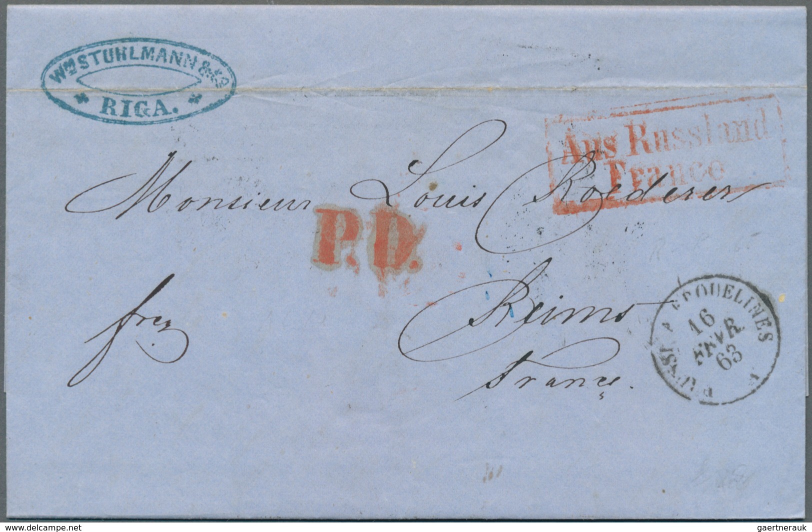 Russland: 1859/1866, Six Letter Sent From RIGA To The Champain Dealer "Roederer" In Reims With Pruss - Gebruikt