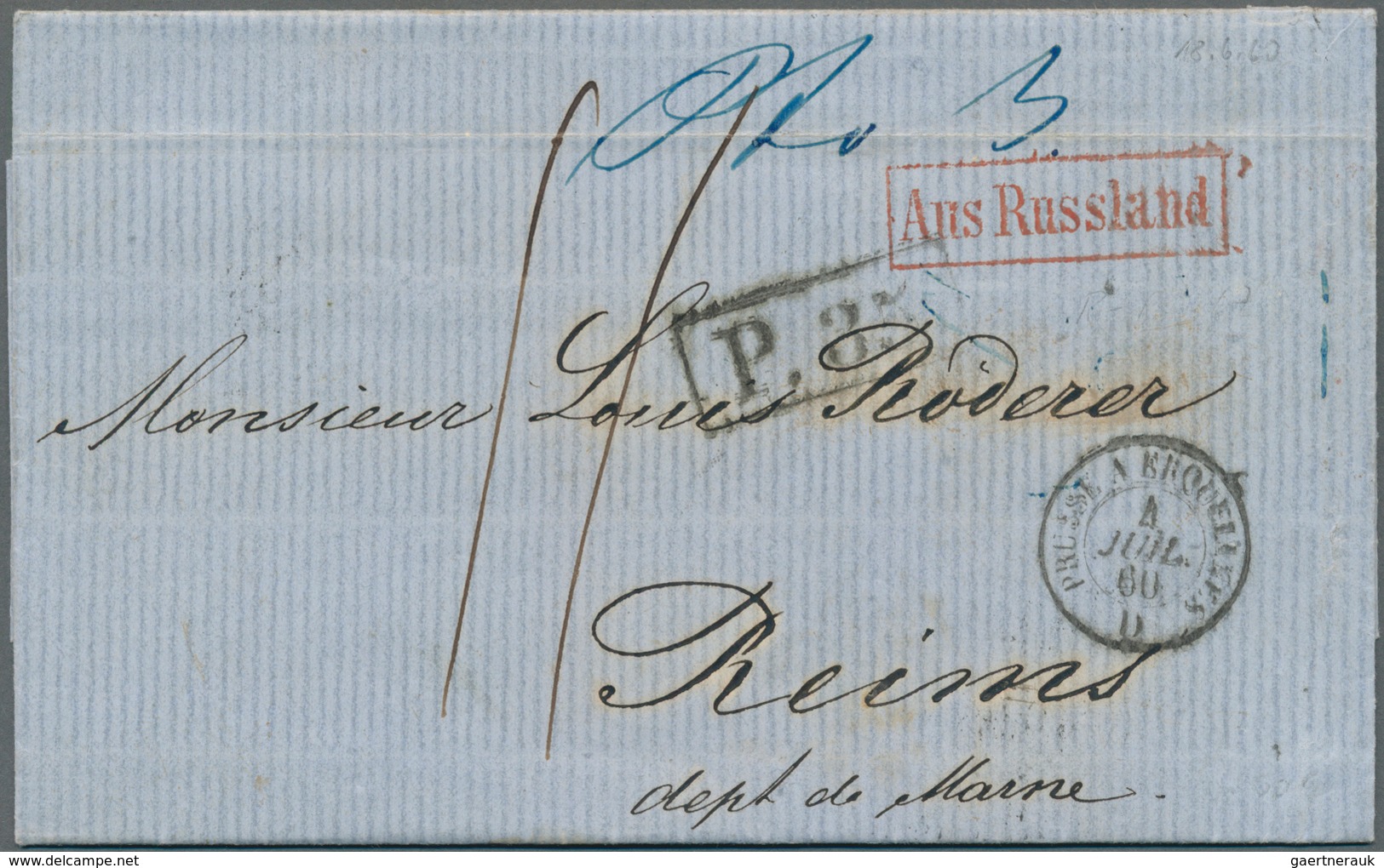 Russland: 1859/1866, Six Letter Sent From RIGA To The Champain Dealer "Roederer" In Reims With Pruss - Used Stamps