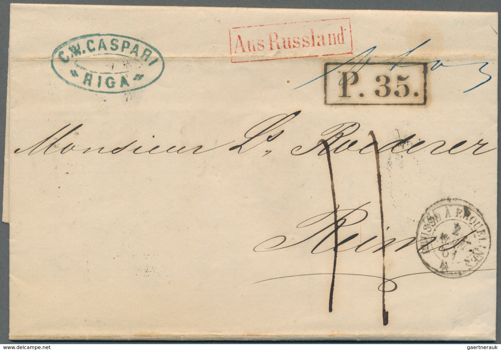 Russland: 1859/1866, six letter sent from RIGA to the Champain dealer "Roederer" in Reims with pruss