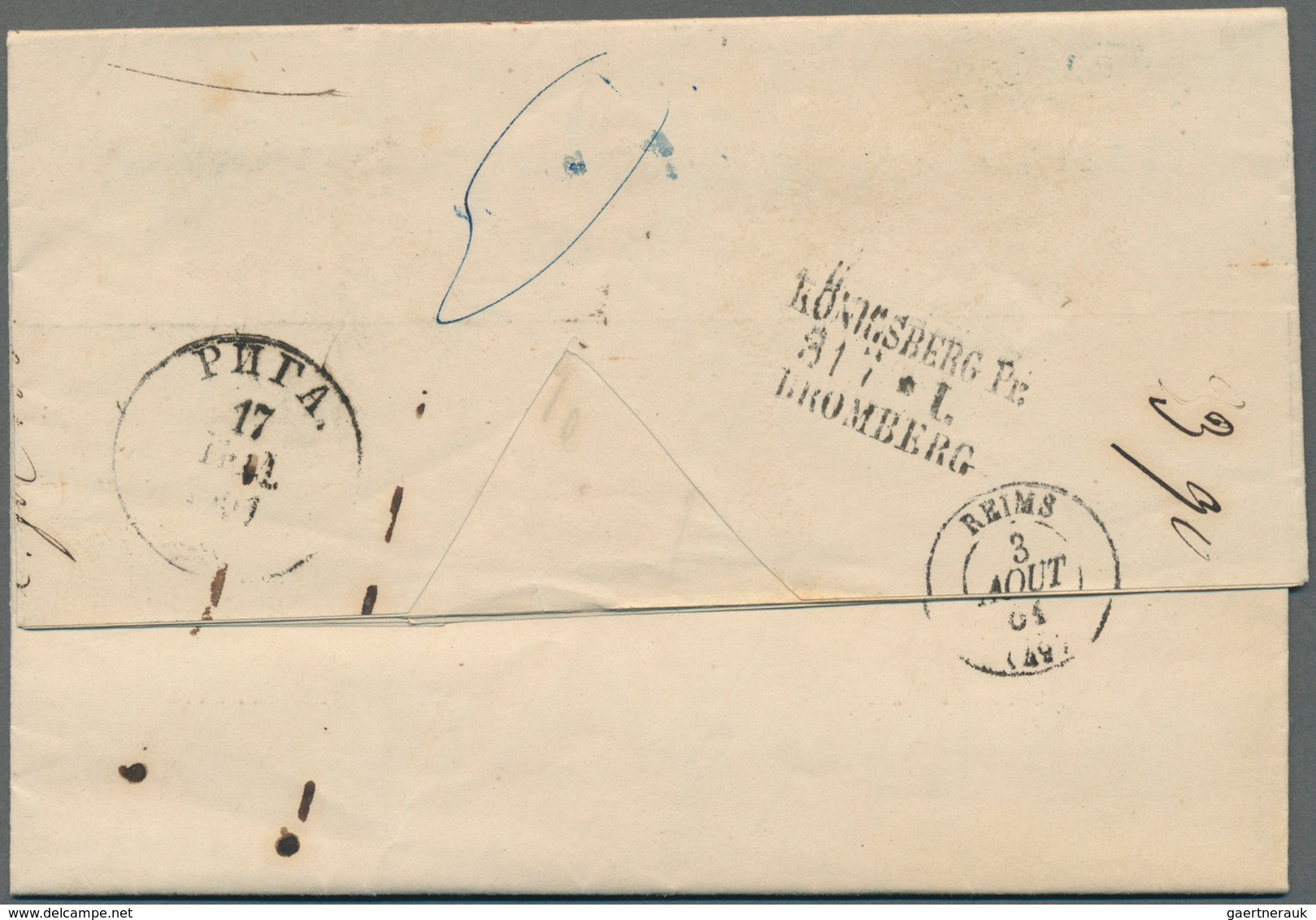 Russland: 1859/1866, six letter sent from RIGA to the Champain dealer "Roederer" in Reims with pruss