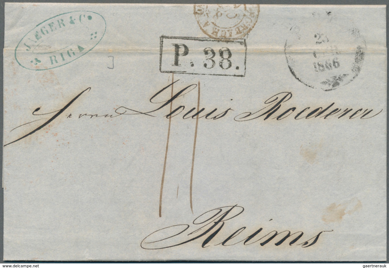 Russland: 1859/1866, six letter sent from RIGA to the Champain dealer "Roederer" in Reims with pruss