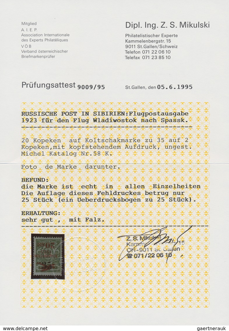 Russland - Post Der Bürgerkriegsgebiete: Republik Des Fernen Ostens: 1923, Airmail 20 K. On 35 K. On - Andere & Zonder Classificatie