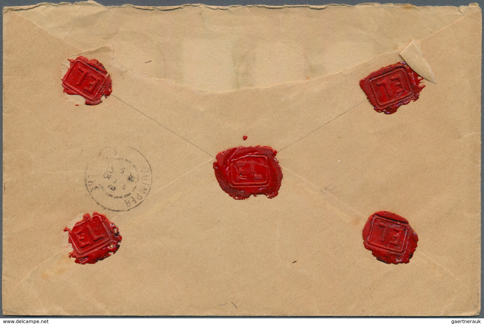 Russische Post In China: Russian Offices 1903. Registered Envelope (flap Missing) Addressed To Franc - China