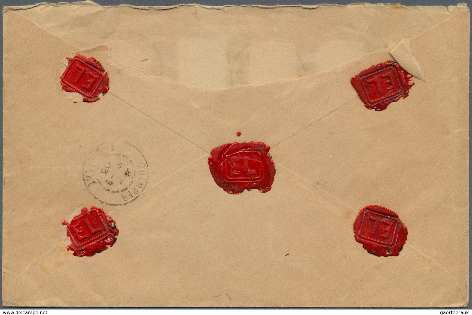 Russische Post In China: Russian Offices 1903. Registered Envelope (flap Missing) Addressed To Franc - Cina