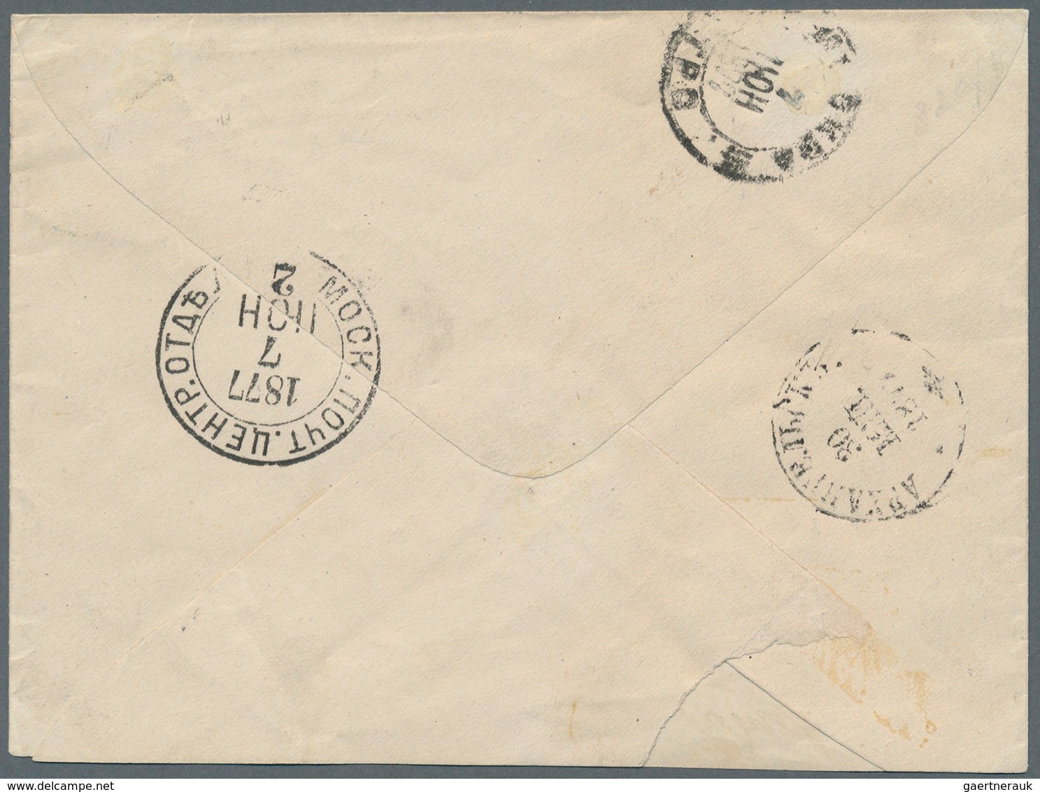 Russland - Ganzsachen: 1877, Envelope 20 K. Uprated 3 K. Tied "ASTRAKHAN 30 MAI 1877" Registered To - Postwaardestukken
