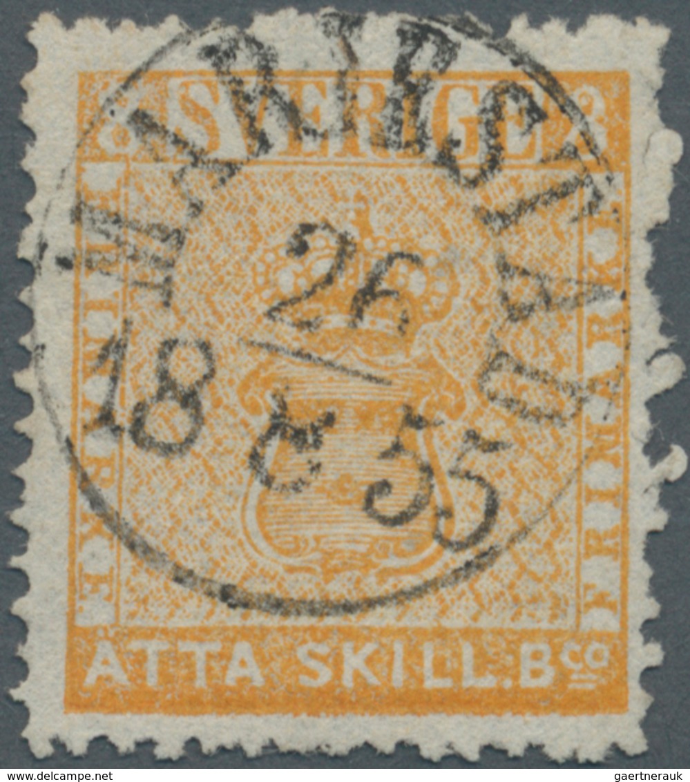 Schweden: 1855, Coat Of Arms 8 Skill. Orange Fine Used With Central ‚MARIESTAD 26/8/1855‘ Cds., Very - Nuovi