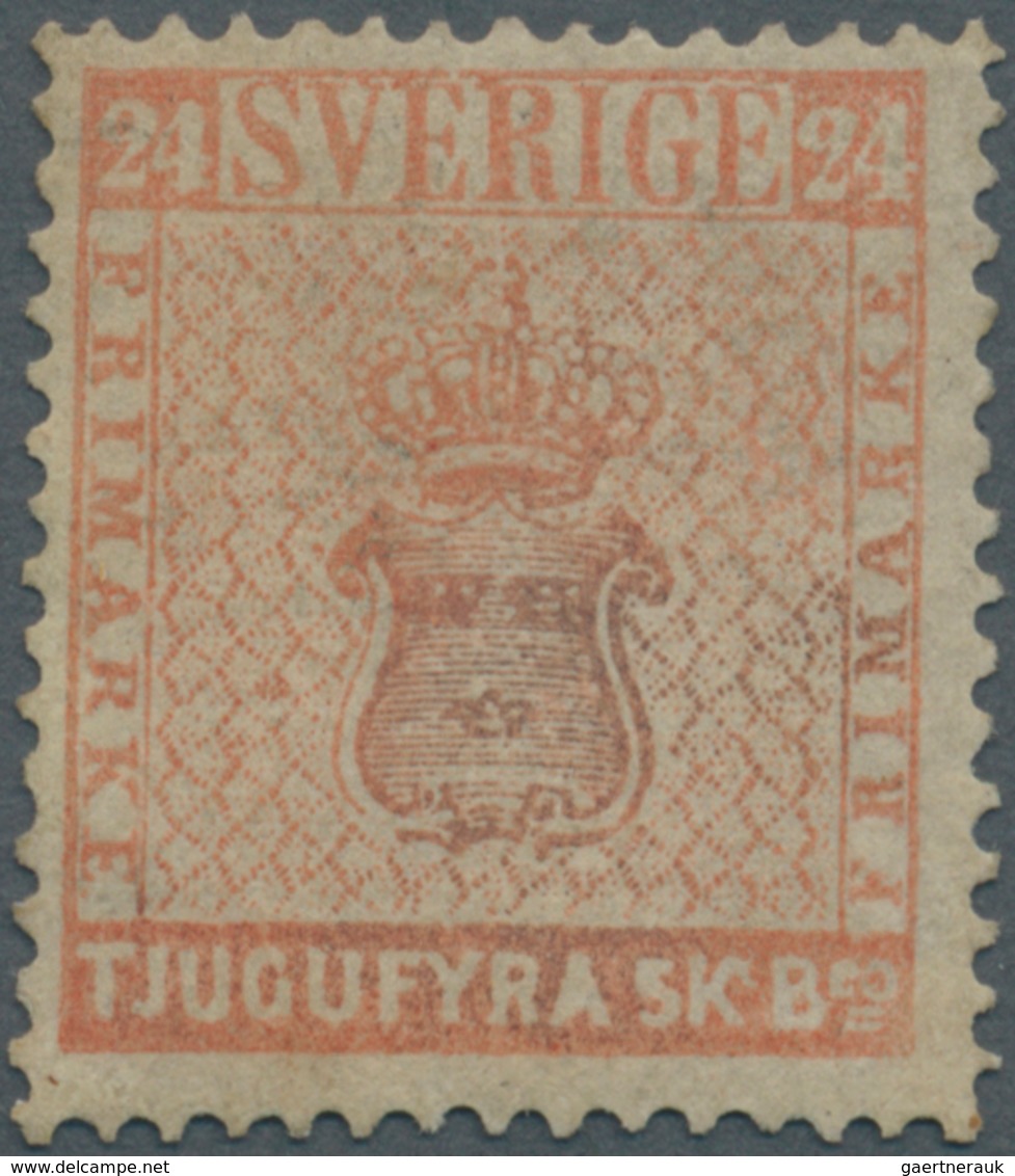 Schweden: 1855, Coat Of Arms 24 Skill. Pale Red, Unused With Slightly Discolouration And Small Repai - Nuovi