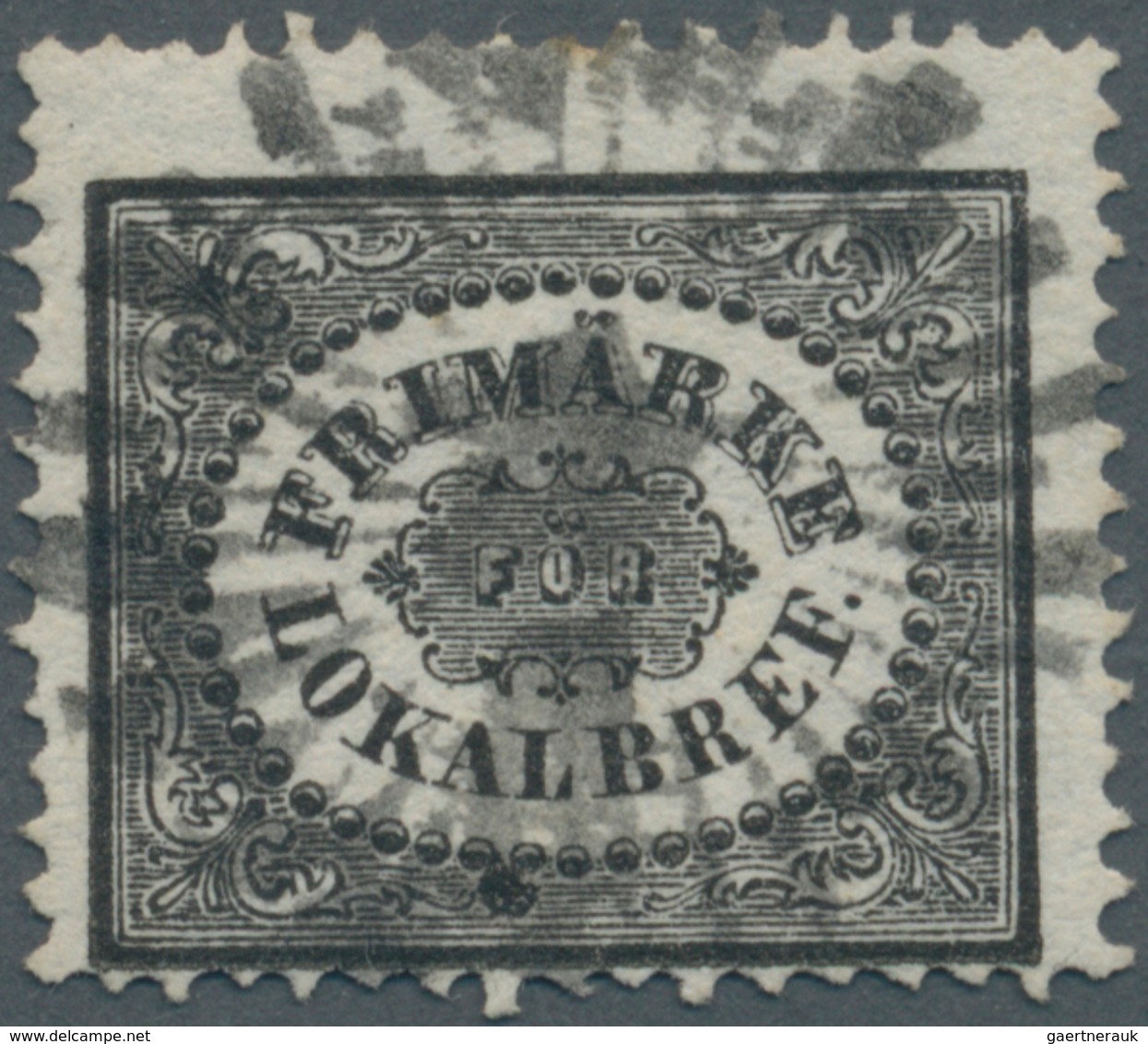 Schweden: 1856, Stockholm Local Stamp In Black Fine Used With Ray Cancel, Centred To Bottom Otherwis - Unused Stamps