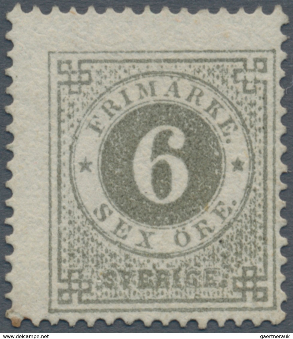 Schweden: 1872 6øre Olive-grey, Unused Without Gum, Decentered To Lower Right, Fresh Colour, Bottom - Ongebruikt