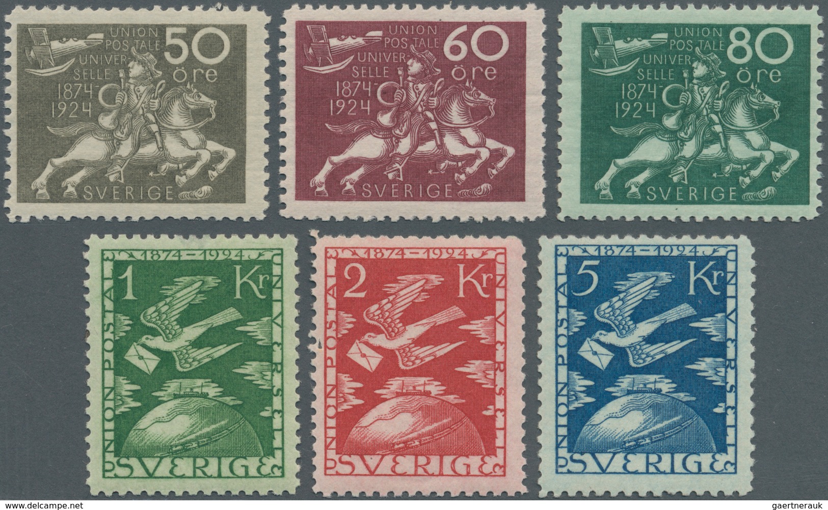 Schweden: 1924, 50th Anniversary Of The Universal Postal Union (UPU) Complete Set Of 15, 5öre To 80ö - Nuovi